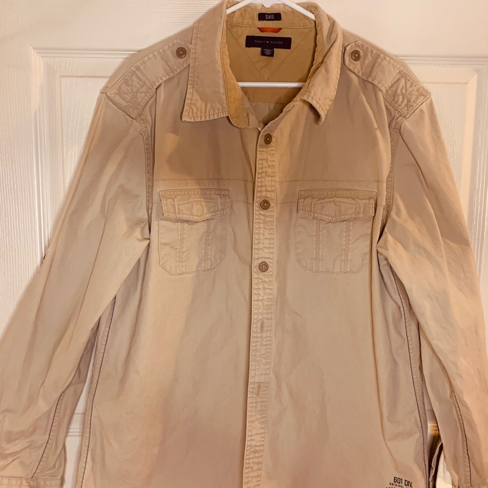 Tommy Hilfiger Khaki long sleeve shirt.